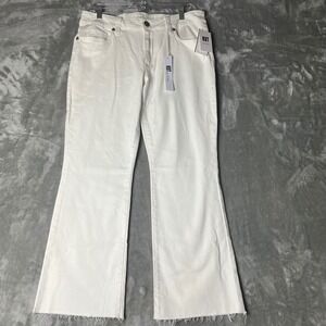 KUT from the Kloth Nikki Mid Rise Ankle Flare Jeans Optic White Size 10